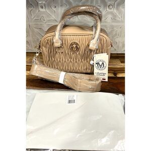 Valentino Orlandi East West Taupe Vegan Leather Satchel Handbag NWT